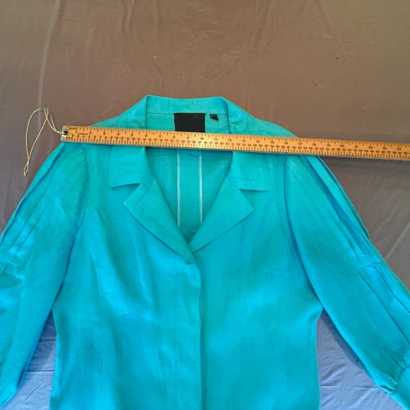 Carlisle Teal Linen Button Front Lightweight Jacket Size 14/Large MSRP $325 - Picture 10 of 14